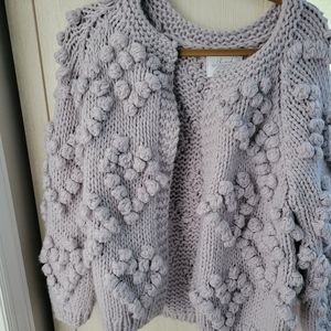 Beautiful hand knitted lavender cardigan